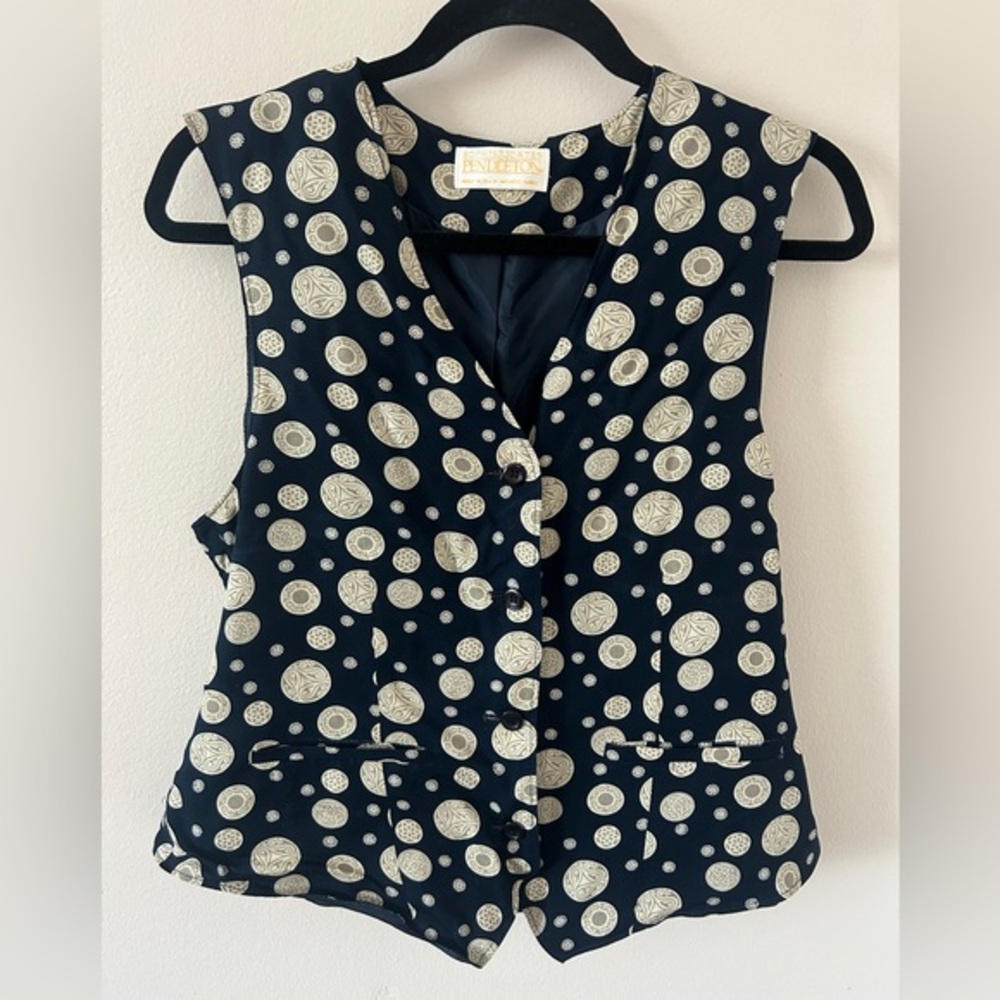 Sophisticates by Pendleton Vintage Celestial Suit Vest Women’s Sz 6 Navy/Tan USA